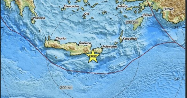 Землетрясение 5.1 на Рихтере на Критном острове