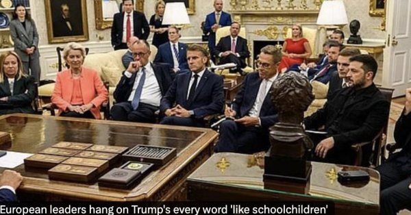 Студенты имеют значение: Zelenski, Macron, Meloni и Merz окружили стол Трампа