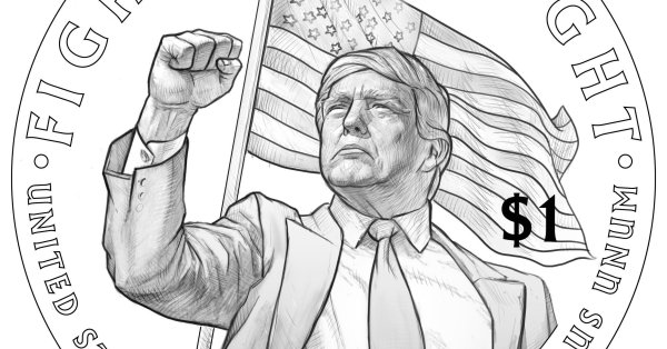 Трамп показал одну долларную монету, используя культовую фотографию