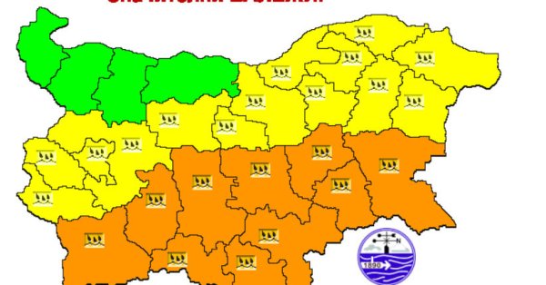 Желтый и оранжевый код для значительных осадков, температура падает
