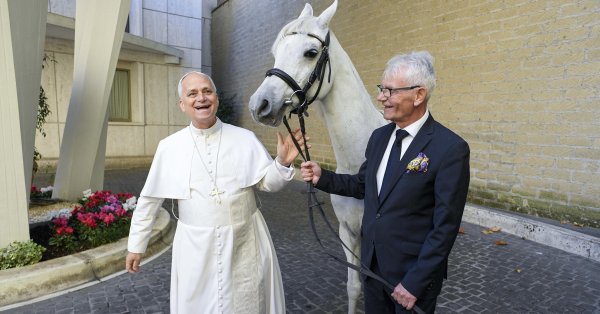 Поляк подарил Папе Льву чистокровного арабского жеребца