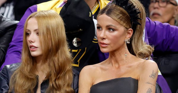 52-летняя Кейт Бекинсейл редко появлялась с дочерью на баскетбольном матче.