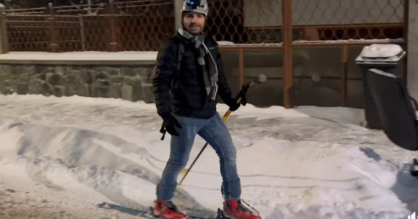 Волна холода в Румынии: Мужчина отправился на работу на лыжах ВИДЕО