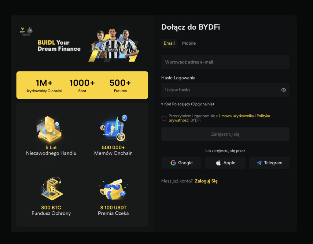 Регистрация на BYDFi