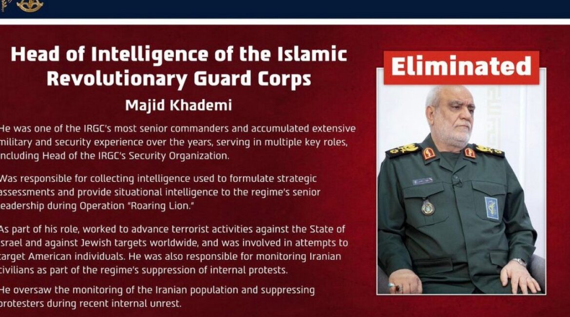 Глава иранской разведки убит в результате израильского удара